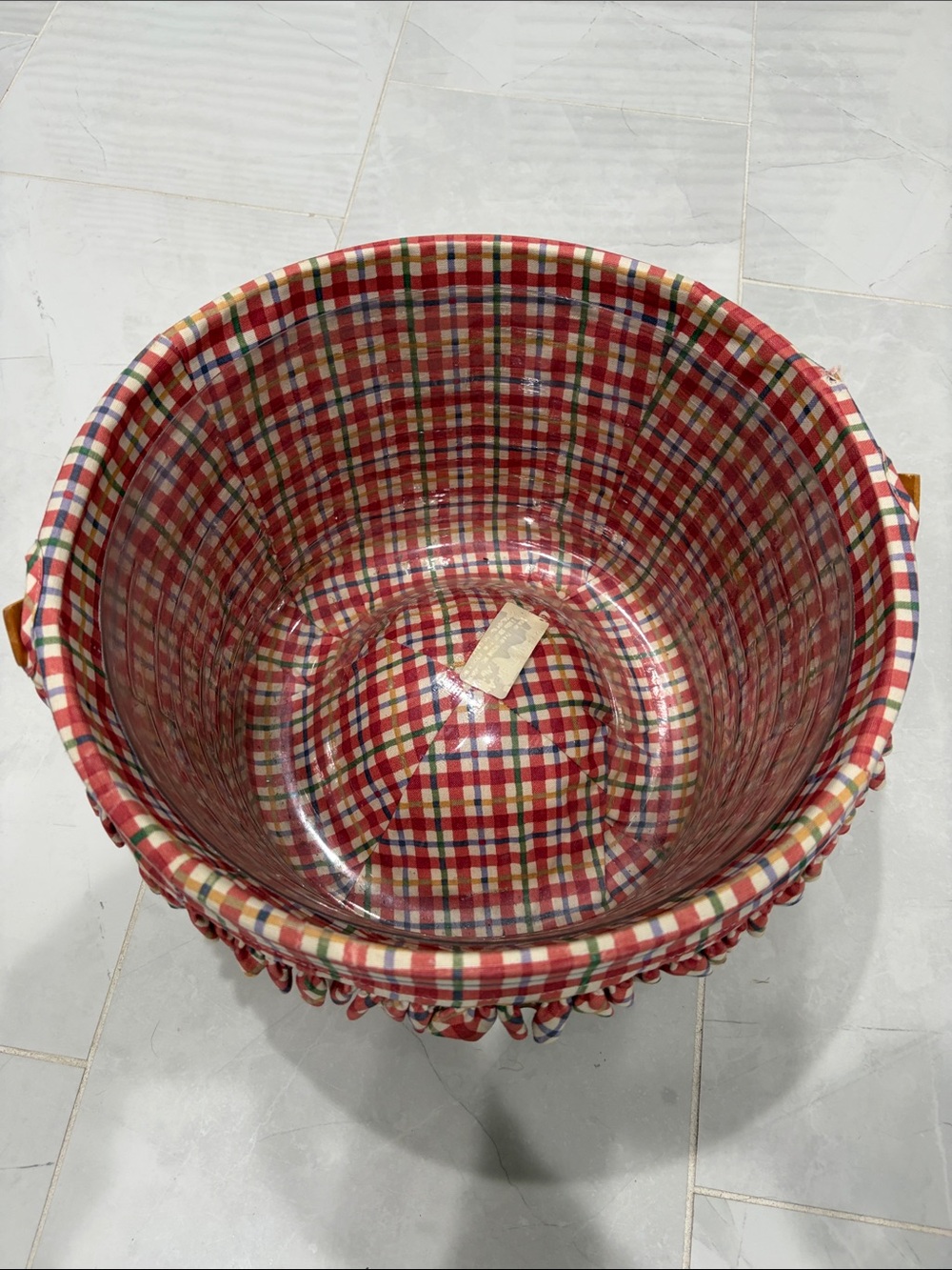 Longaberger Red Plaid Fabric Storage Basket